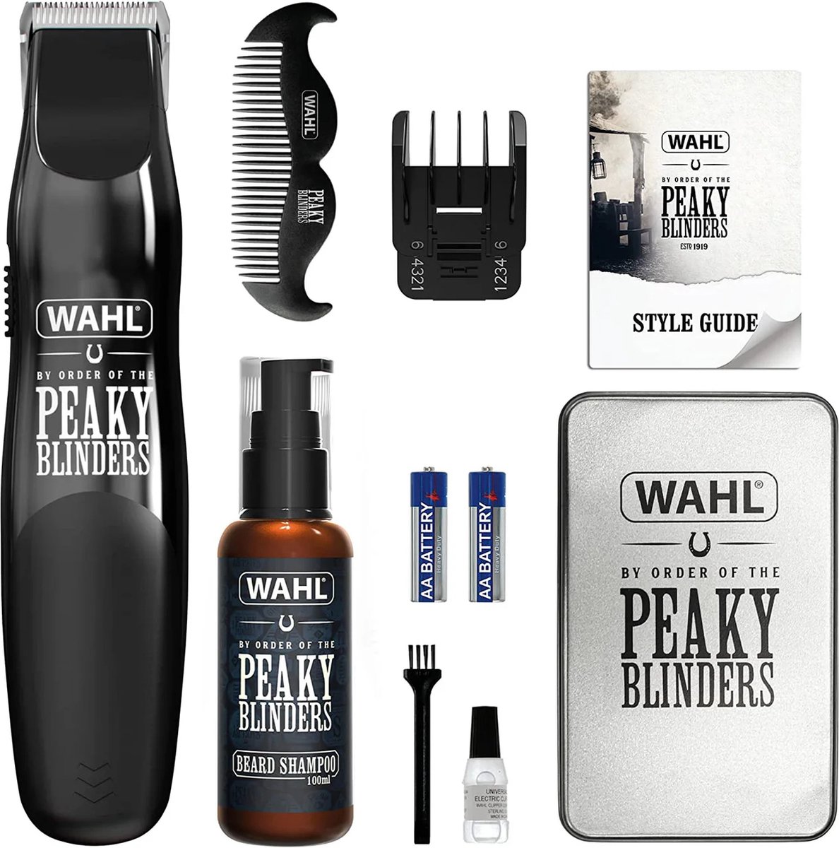 Wahl – Peaky Blinders – 5 Delig – Baardtrimmer set – Precisie Trimmer – Baardshampoo – Kam – Limited Edition